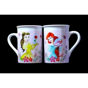 2017 Disney Princess Ariel & Belle Mug Set of 2 Little Mermaid Beauty Beast
